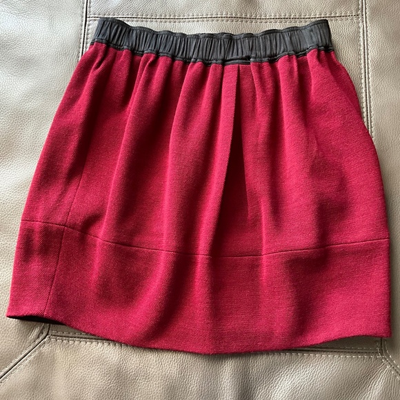 NWT Sandro Wool Satin Indie Mini Skirt Grunge Edgy Luxury Minimalist Red Black S - Picture 1 of 12